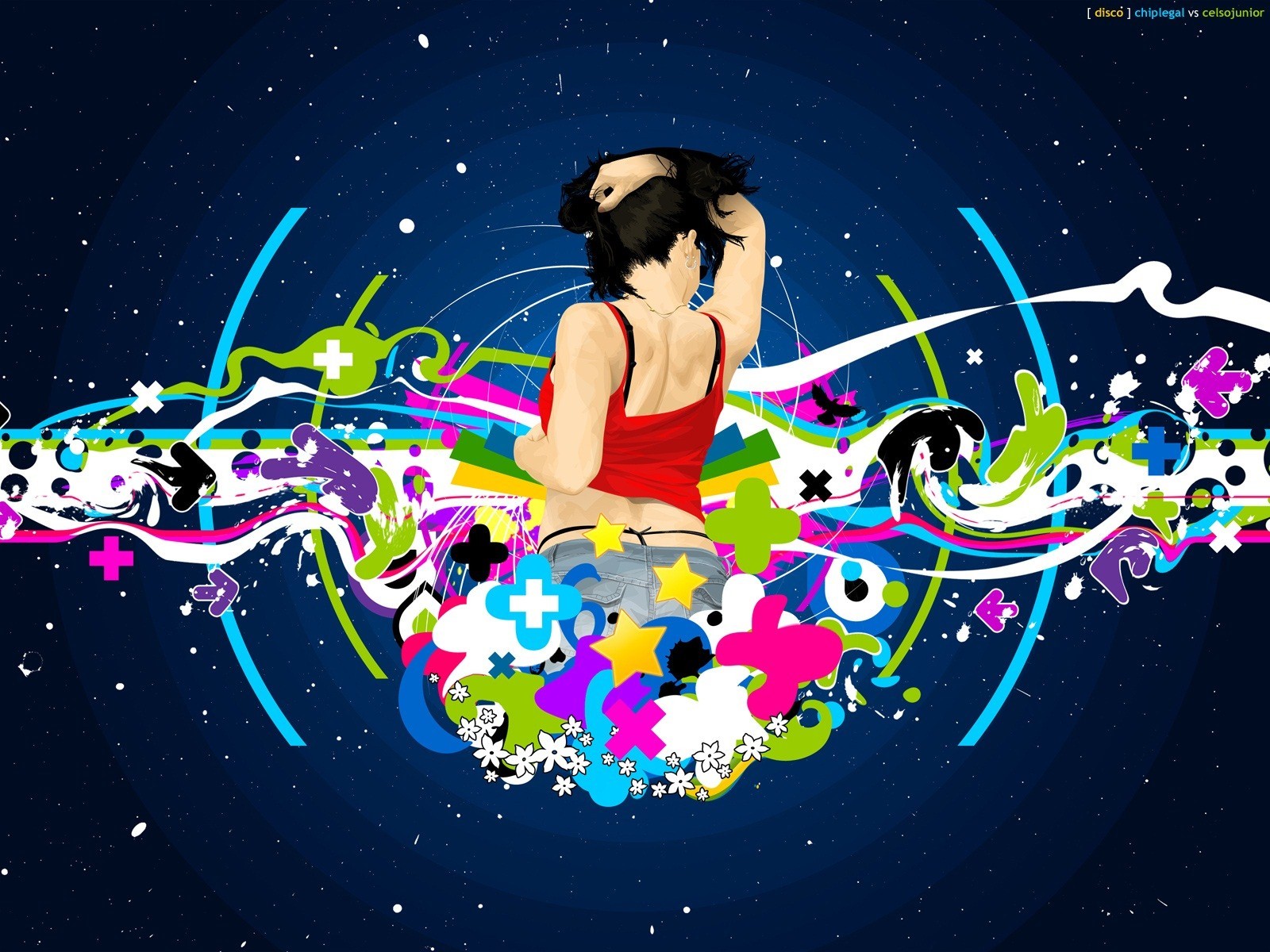 1600x1200 Disco Dj Lady Painting Wallpaper Hd Wallpapers - Dj Painting