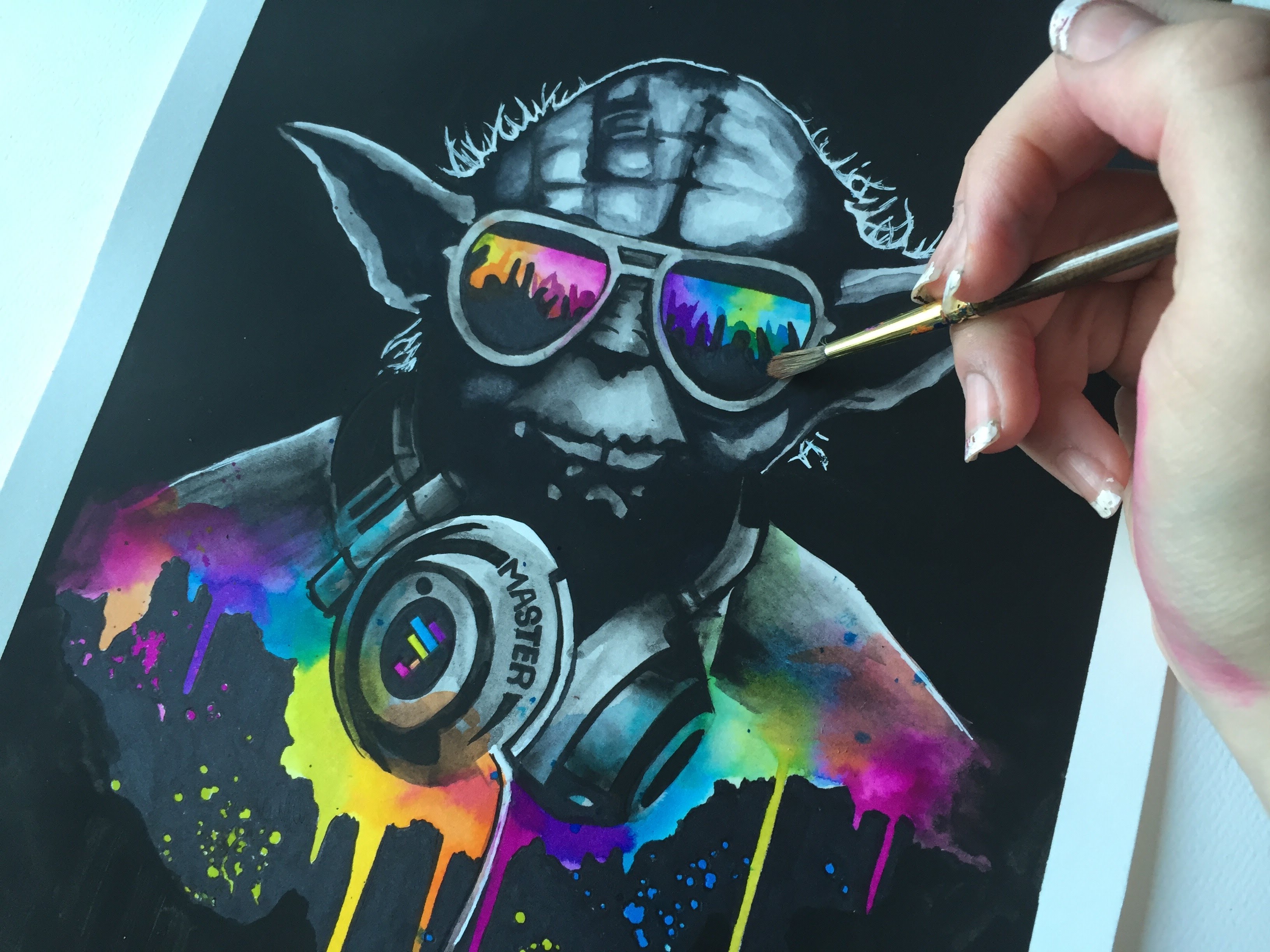 3264x2448 Watercolor Speed Painting Dj Yoda - Dj Painting