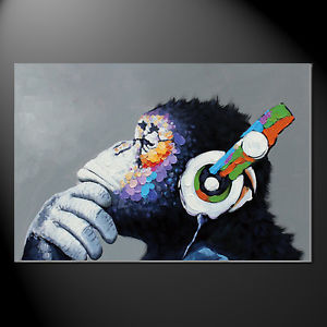 300x300 Ey Ape Chimp Oillarge Urban Dj Monk Painting Street Art Canvas - Dj Painting