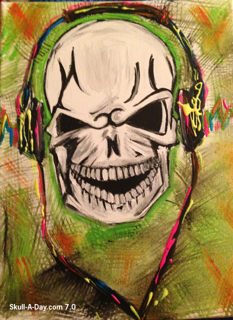 466x640 Acrylic Dj Skull - Dj Painting