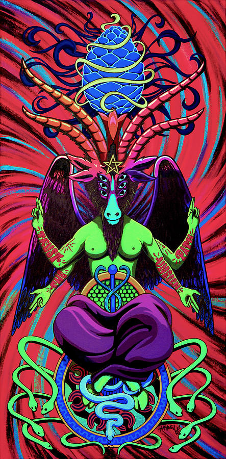 443x900 Psychtanic Baphodelic Super Goat On Dmt Painting By Steve Hartwell - Dmt Painting