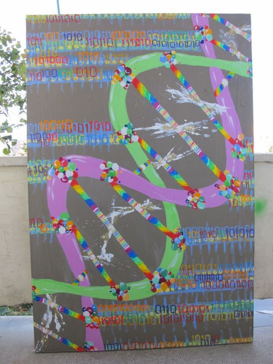 547x729 Injecting Information. Colorful Dna. Painting On Canvas With Dulux - Dnapainting