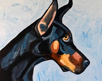 340x270 Doberman Painting Etsy - Doberman Painting
