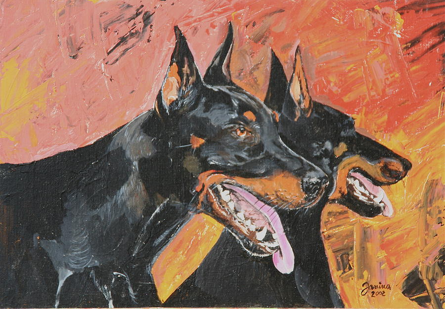 900x626 My Dobermans Painting By Janina Suuronen - Doberman Painting