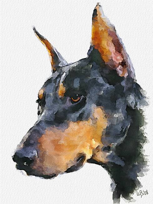 488x650 Doberman Pinscher By Vitaly Shchukin - Doberman Pinscher Painting