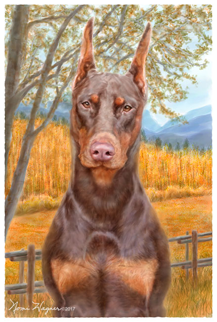 439x650 Portrait Painting Of A Doberman Pinscher - Doberman Pinscher Painting