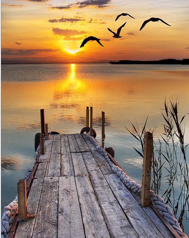 601x757 Lake Dock Sunset Diamond Painting Embroidery Kit 5d Diamond - Dock Painting