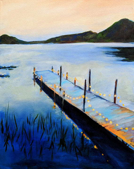 570x720 Lake And Dock Painting Archival Print Of Original Oil Painting - Dock Painting