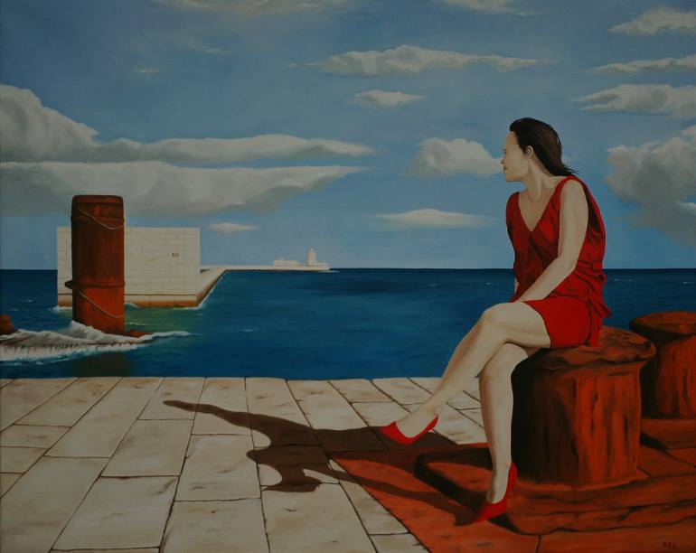 770x612 Saatchi Art Sitting On The Dock Of The Bay Painting By Peter Seminck - Dock Painting