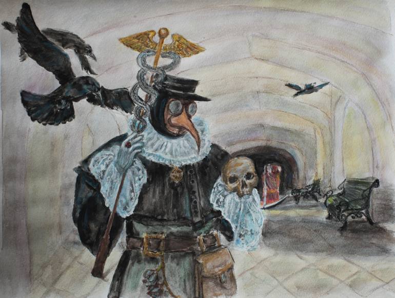 770x581 Saatchi Art Plague Doctor Painting By Elena Petrenko - Doctor Painting