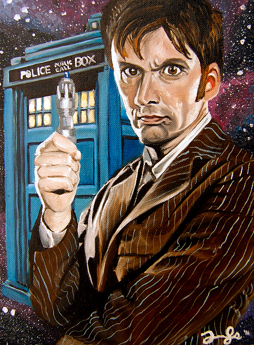 515x700 The Tenth Doctor And His Tardis Painting By Emily Jones - Doctor Who Painting