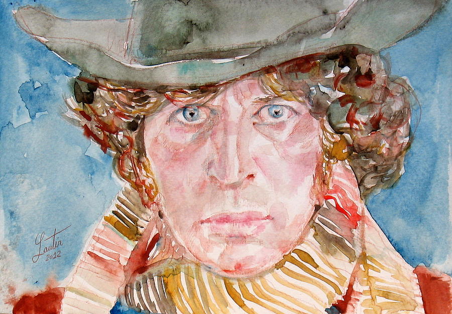 900x626 Tom Baker Doctor Who Watercolor Portrait Painting By Fabrizio Cassetta - Doctor Who Painting