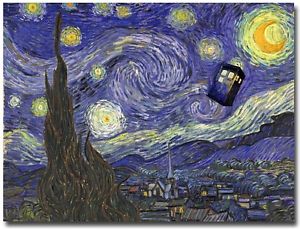 300x230 Doctor Who Tardis In Van Gogh Starry Night Poster On Silk Fabric - Doctor Who Painting Van Gogh