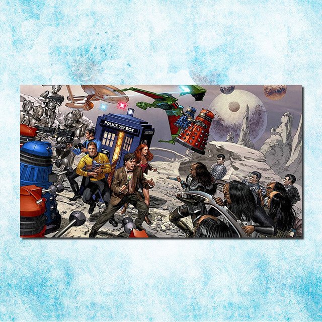 640x640 Doctor Who Tardis In Van Gogh Starry Night Tv Series Silk Poster - Doctor Who Tardis Painting