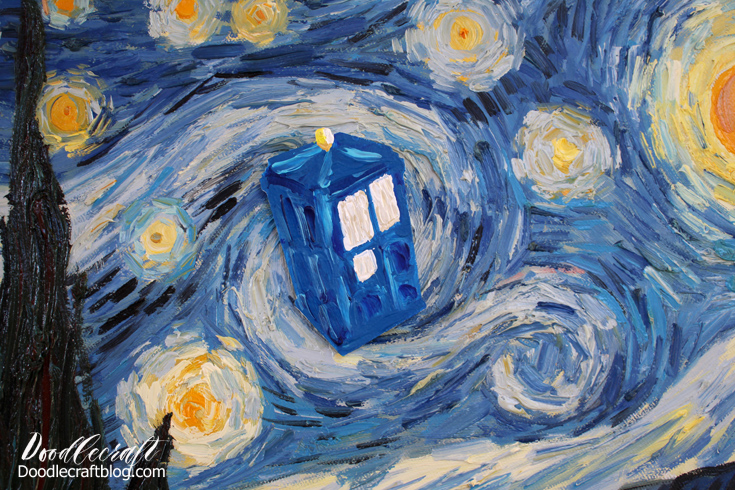 735x490 Doodlecraft Doctor Who Week Starry Night Tardis Painting - Doctor Who Tardis Painting