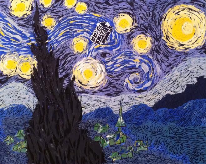 658x524 Flying Tardis Starry Night Paintingcrylic Paint On Canvas. - Doctor Who Van Gogh Painting