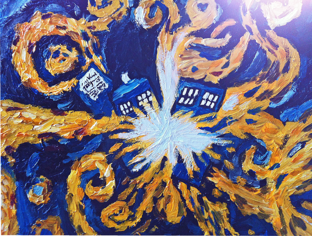 1024x774 Tardis Van Gogh Wallpaper - Doctor Who Van Gogh Painting