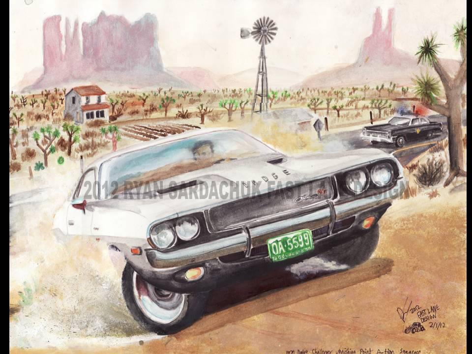 960x720 Vanishing Point Dodge Challenger Painting By Fastlaneillustration - Dodge Painting