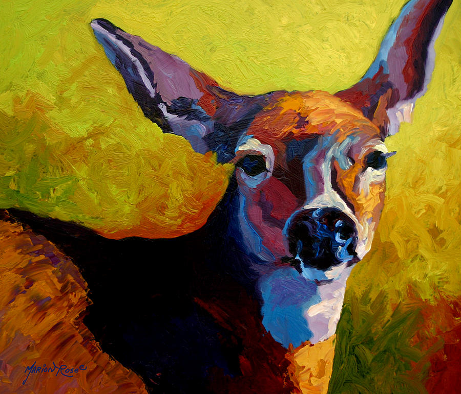900x771 Doe Portrait V Painting By Marion Rose - Doe Painting
