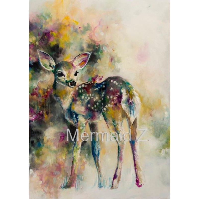 800x800 Hand Painted Modern Style Abstract Oil Painting Canvas Animals - Doe Painting