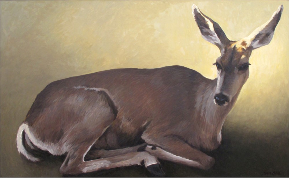 1000x616 Richard Murray Painting Doe Oil On Board - Doe Painting