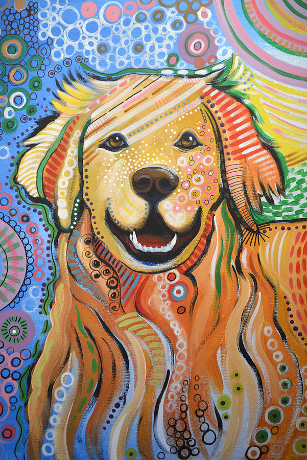 601x900 Max Abstract Dog Art Golden Retriever Painting By Amy Giacomelli - Dog Abstract Painting