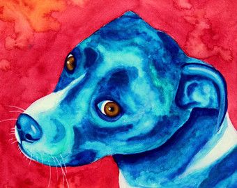 340x270 Custom Dog Portrait Art Etsy Blue Pit Bull Art - Dog Abstract Painting