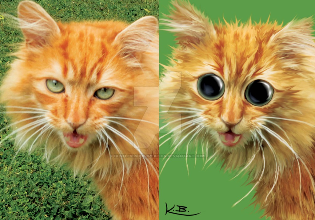 1024x717 Custom Cartoon Animalpetcatdog Digital Painting By - Dog And Cat Painting