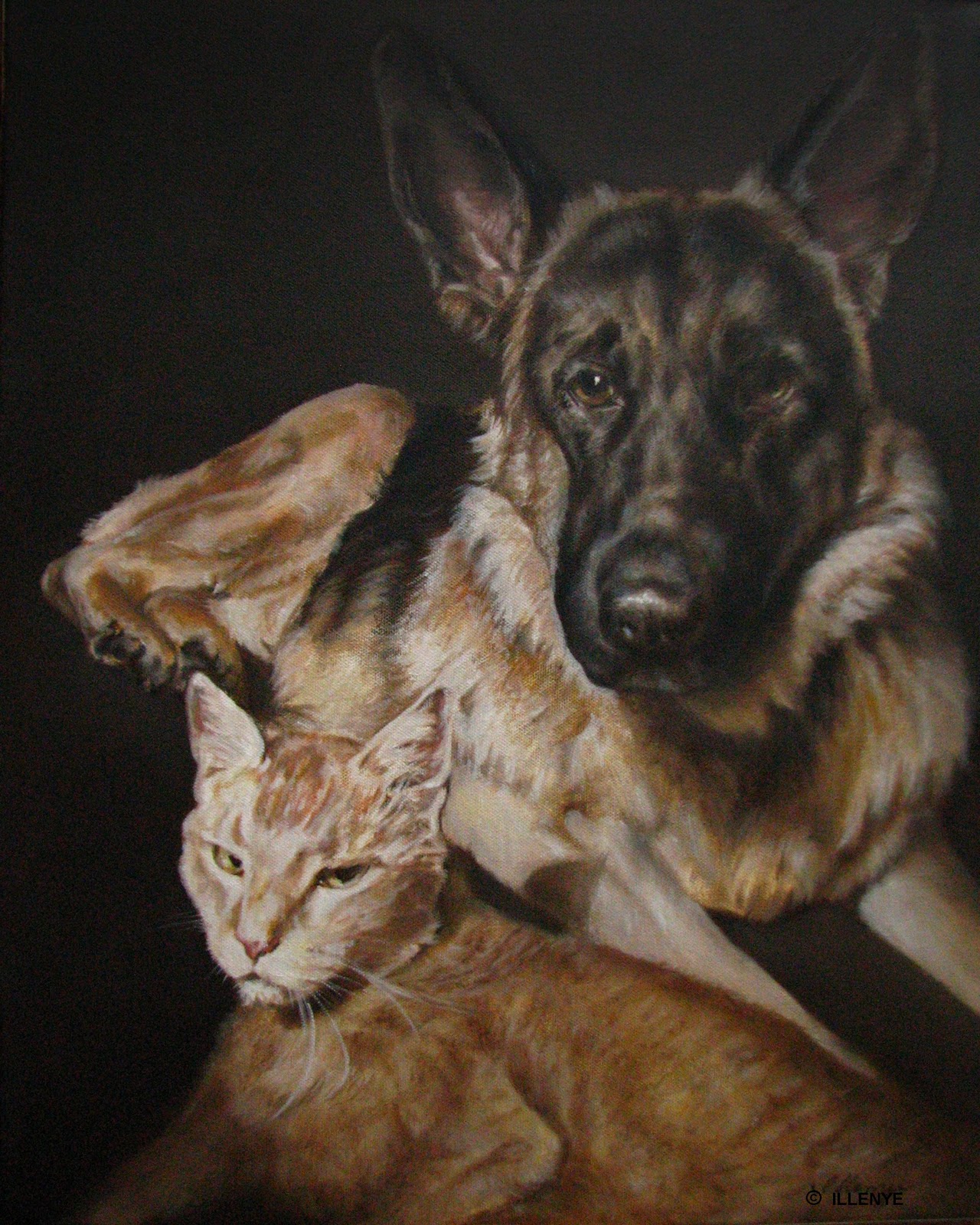 1280x1600 Daily Painters Of Michigan Jeanne Illenye Best Friends Dog - Dog And Cat Painting