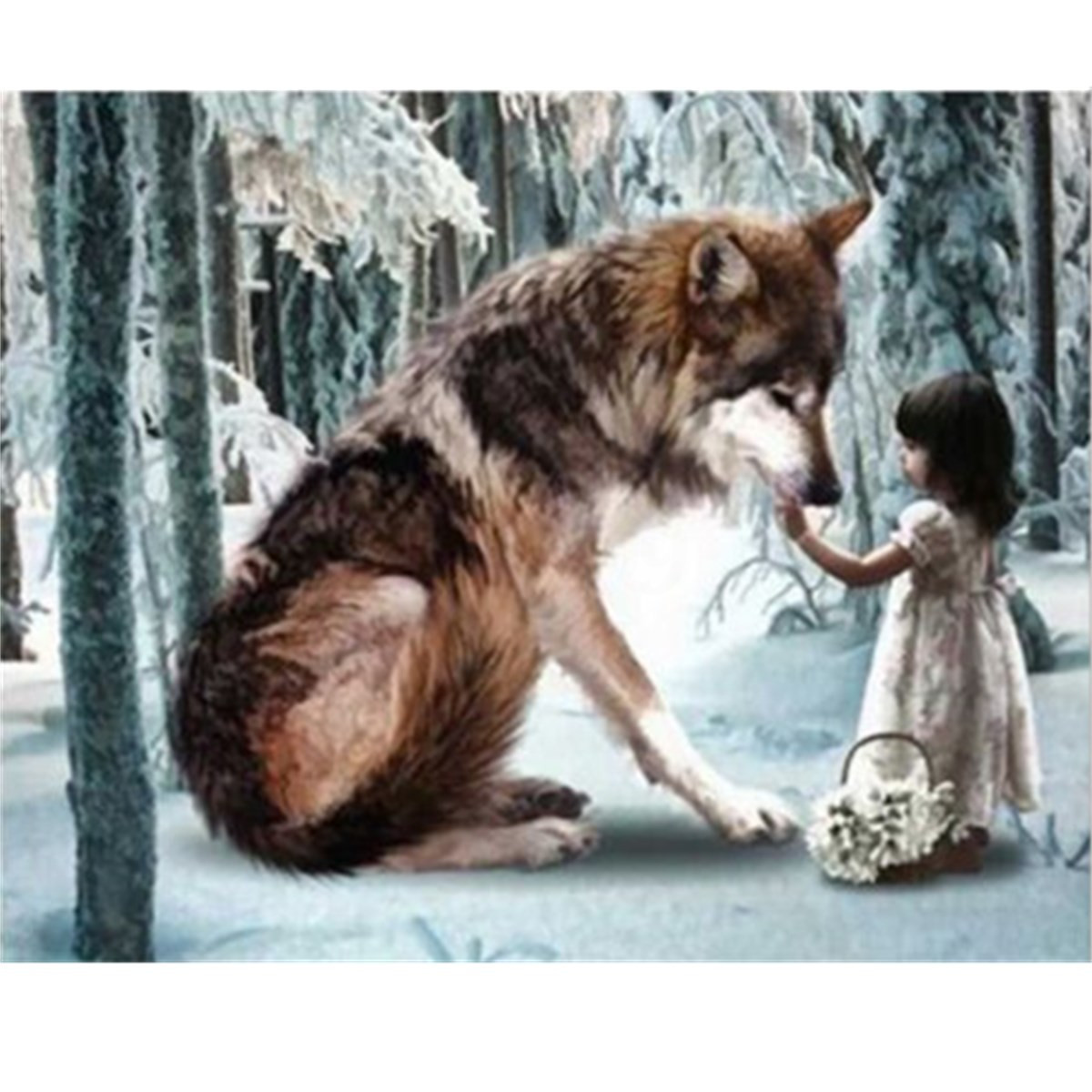 1200x1200 5d Diamond Painting Wolf Dog Cat Tiger Animals Diy Cross Stitch - Dog And Cat Painting