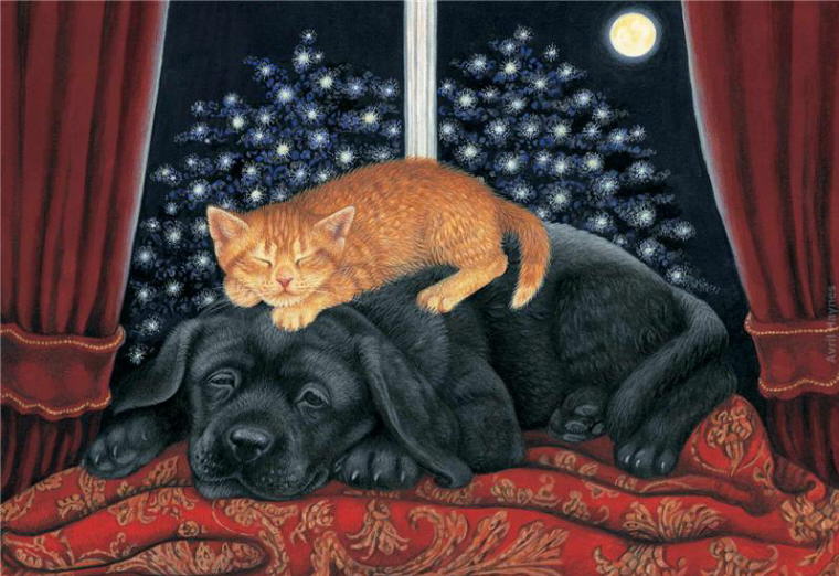760x522 A Collection Of Cats Paintings - Dog And Cat Painting