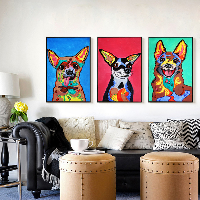 640x640 Graffiti Dogs Canvas Painting Wall Picture Strong Colorful Prints - Dog Canvas Painting