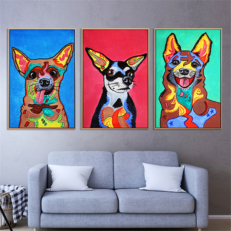 800x800 Nordic Modern Pop Art Fashion Abstract Cute Animals Colorful Pet - Dog Canvas Painting