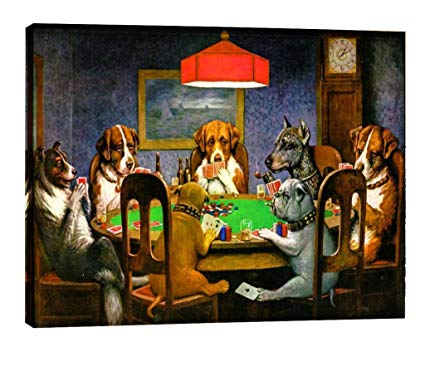 425x386 Eliteart Dogs Playing Poker By Cassius Marcellus - Dog Canvas Painting