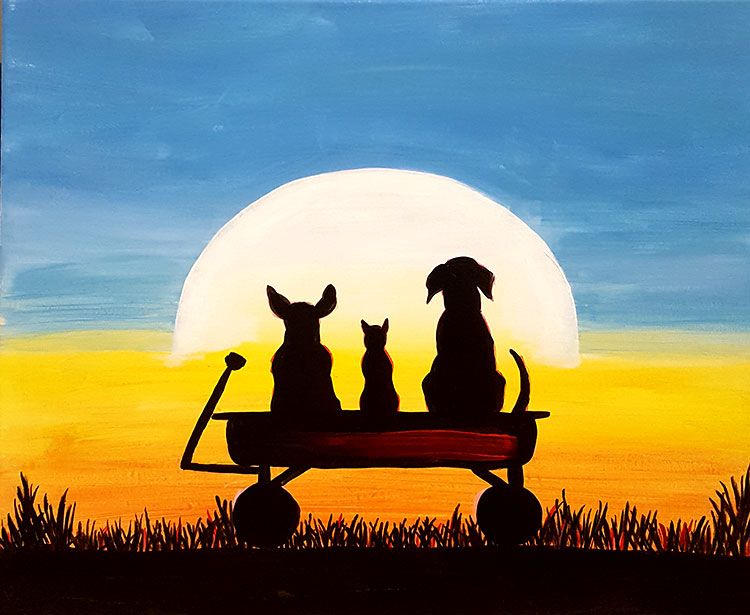 750x615 Cats Amp Dogs It's A Paint Party! Dog, Cat And Paintings - Dog Canvas Painting