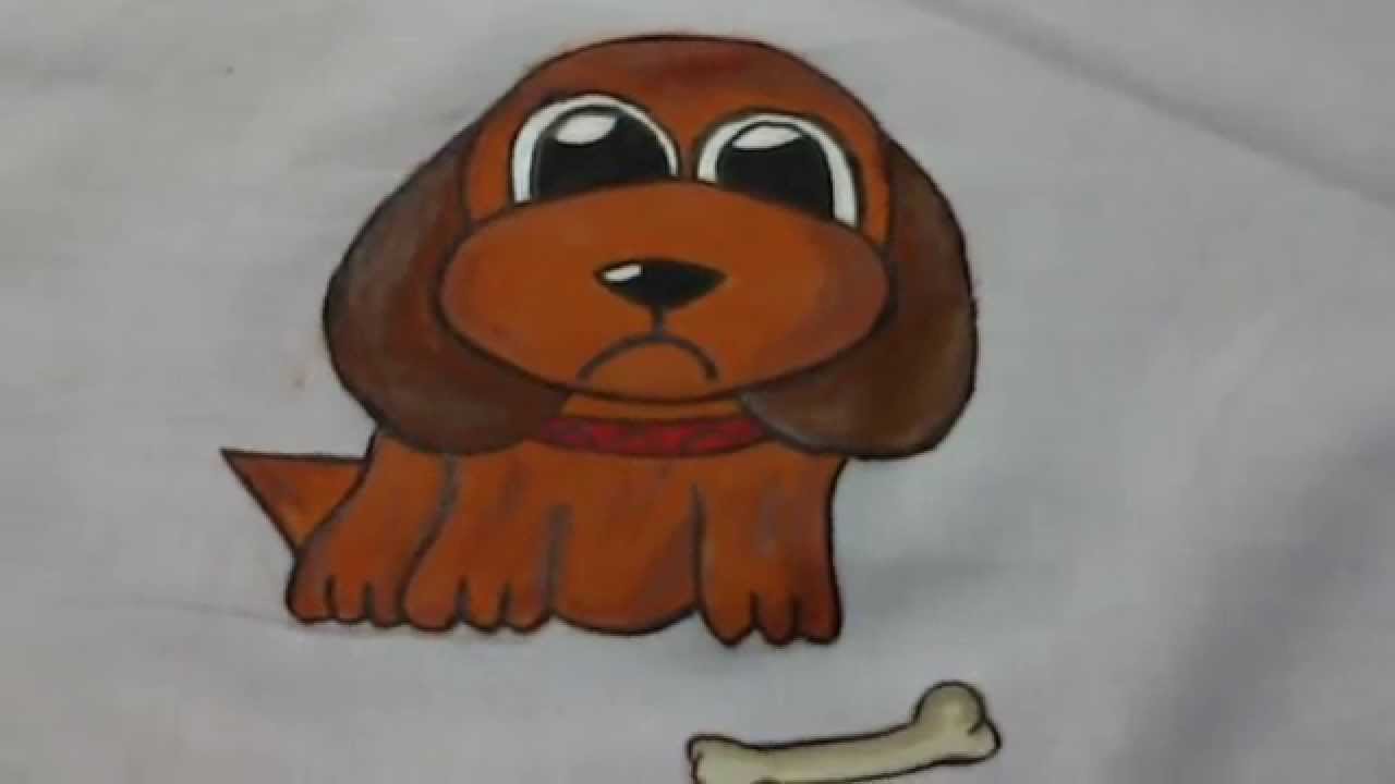 1280x720 Diy Cartoon Painting Ideafabric Paintingcute Dog - Dog Cartoon Painting