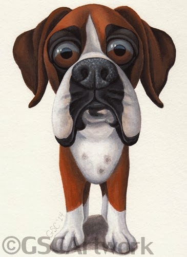 365x500 Gsc Artwork Another Boxer Cartoon - Dog Cartoon Painting