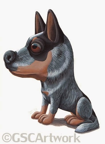 365x500 Gsc Artwork Australian Cattle Dog Cartoon - Dog Cartoon Painting