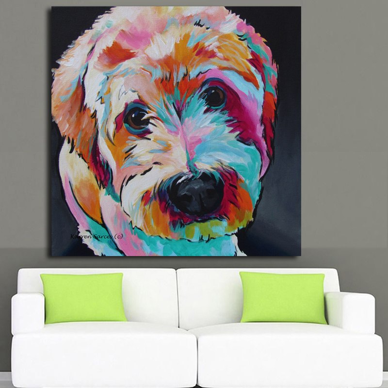 800x800 Wholesale Animals Art Print Painting Poster, Wall Pictures - Dog Cartoon Painting