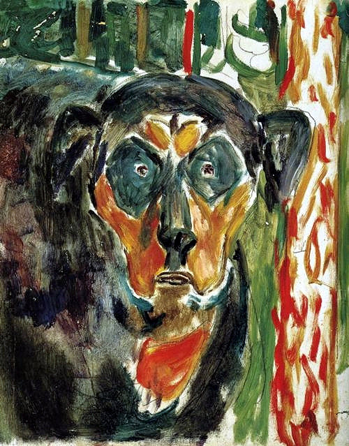 500x639 Munch, Edvard (1863 1944) - Dog Head Painting