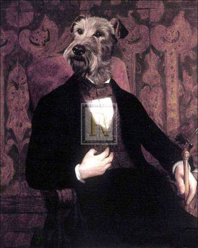 400x500 Beautiful Oil Painting Abstract Dog Head Gentleman Portrait - Dog Head Painting