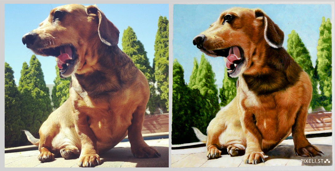 1085x556 Dog Photo Art From A Simple Image To A Handmade Oil Painting - Dog Oil Painting