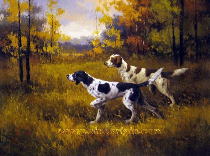 680x505 Hunting Scene Oil Painting,hunting Dog Oil Painting,oil Paintings - Dog Oil Painting