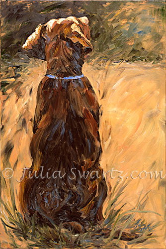 334x500 Julia Swartz Fine Art Gallery Sit - Dog Oil Painting