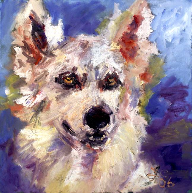 647x650 Wolf Dog Oil Painting By Ginette Callaway By Ginette Callaway - Dog Oil Painting