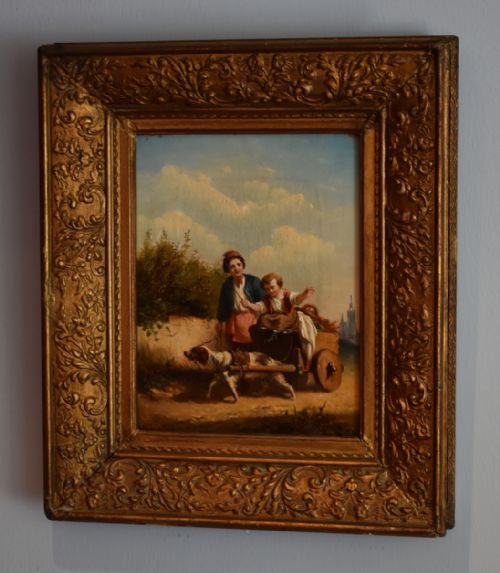 500x573 Antique Dog Oil Painting - Dog Oil Painting