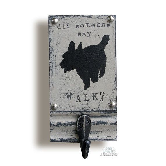 570x569 Dog Leash Holder, Hand Painted Dog Leash Hook, Rustic Dog Leash - Dog On A Leash Painting