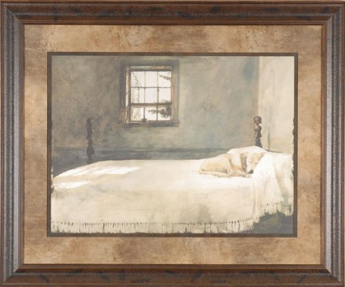 500x416 Master Bedroom Andrew Wyeth 35x29 Gallery Quality Framed Print Dog - Dog On Bed Painting