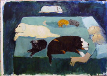 360x258 Dog Painter Collect Marie Mason - Dog On Bed Painting