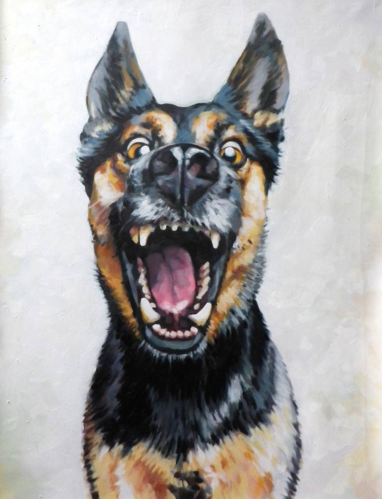 770x1006 Saatchi Art Barking Dog Painting By Thomas Saliot - Dog Painting